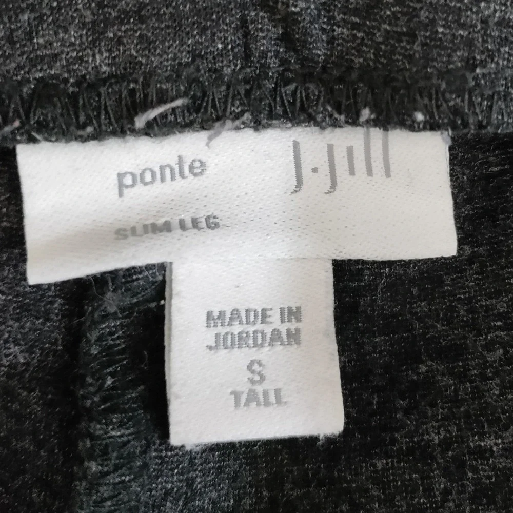 J. Jill Ponte Slim Leg Pants Charcoal Gray Tall Small Pull On Stretch Trousers